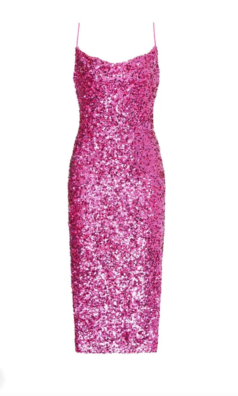 SACHIN + BABI Pink Sequin Sanza Bodycon Midi Dress Size 8